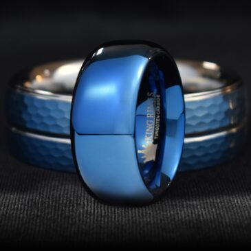 Ocean Blue Tungsten Carbide Metal Glans Ring