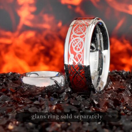 Fire Dragon Tungsten Carbide Metal Cock Ring with Glans Ring