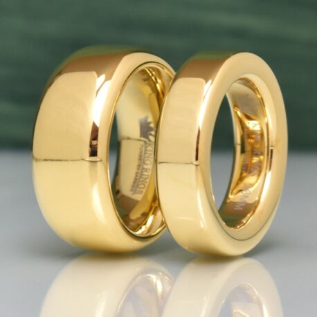 Tungsten Carbide Glans Rings 18kt Yellow Gold Finish