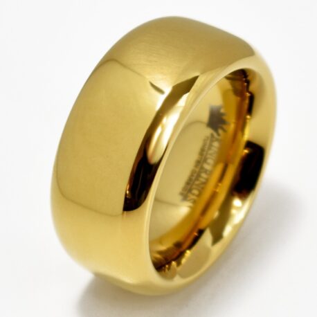 Tungsten Carbide Glans Rings 18kt Yellow Gold Finish