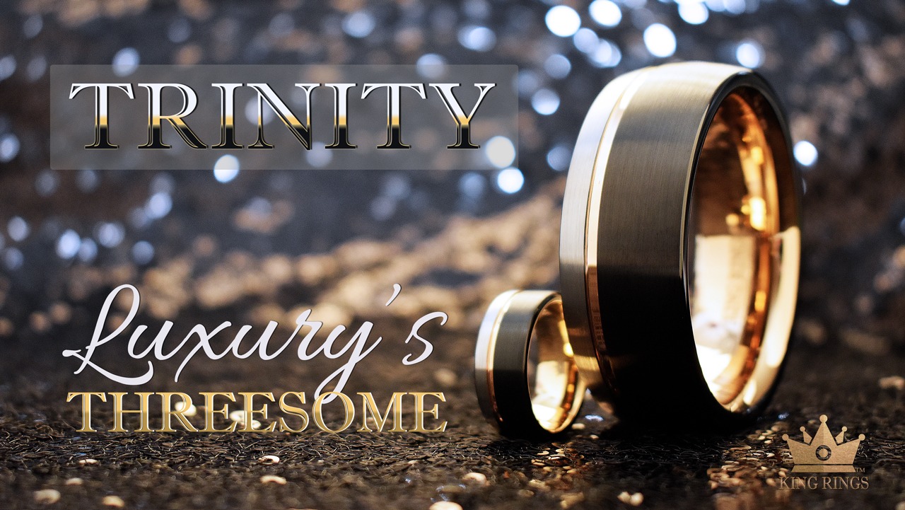 Trinity Black Gold and Silver Tungsten Carbide Cock Ring
